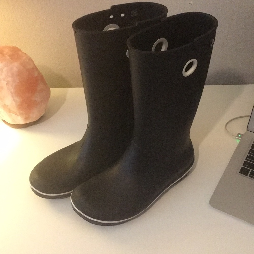 Tall black CROCS rainboots